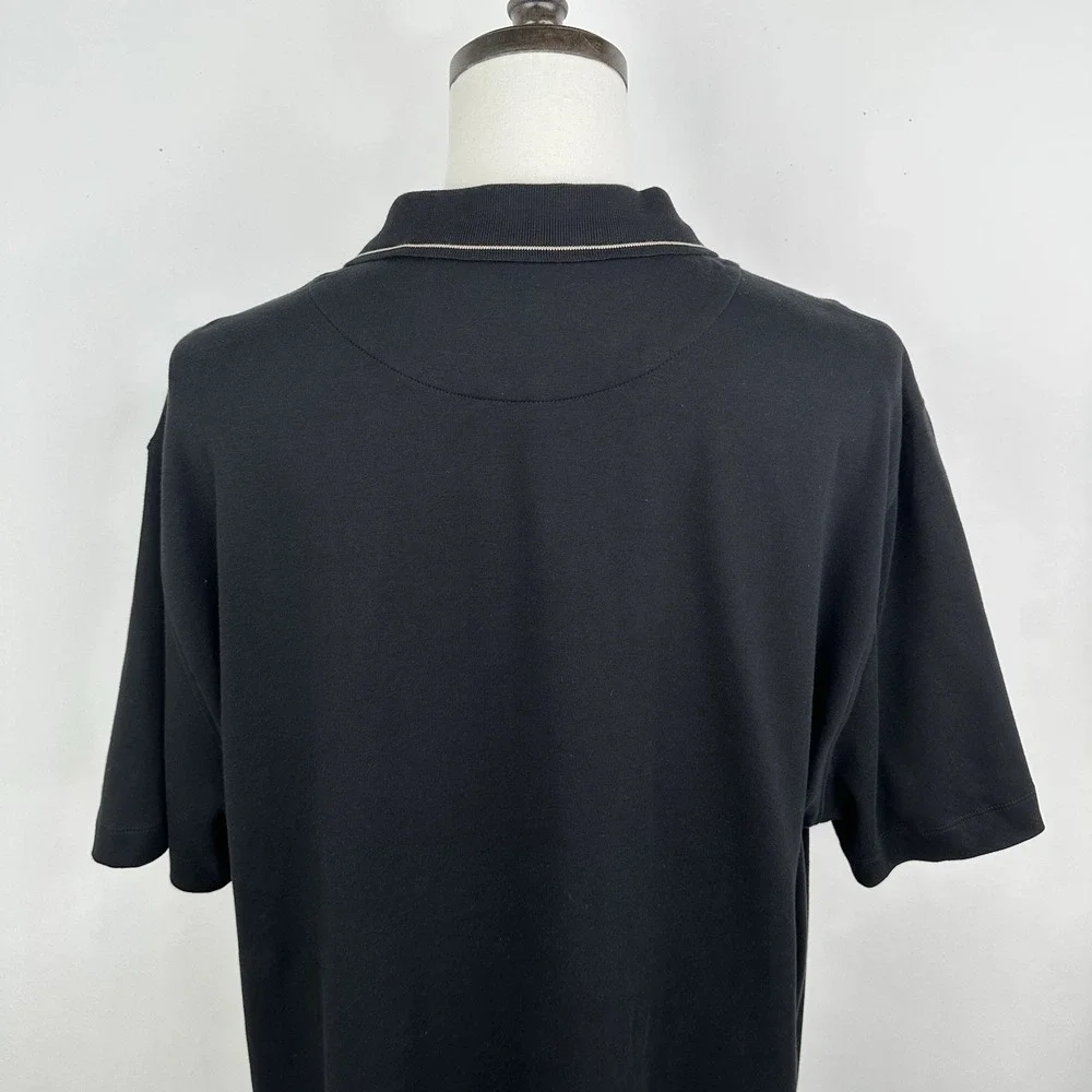 NWT Banana Republic Luxury Touch Shirt XXL TALL Black Tan Cotton‎ Polo Collar